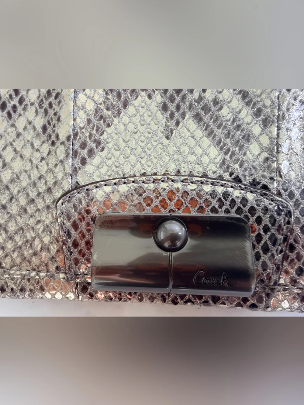 Coach Python Silver Flap Wallet